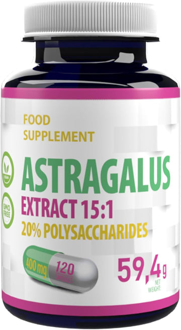 Hepatica Astragalus 6,000Mg | 15:1 Extract (400Mg) | 120 Vegan Capsules | 20% Polysaccharides | High Strength Immune & Energy Support | 3Rd Party Lab Tested