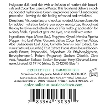 Mario Badescu Facial Spray Aloe, Rose Water And Cucumber - Green Tea Duo For Face, Neck Or Hair, Cooling And Hydrating Face Mist For All Skin Types, Dewy Finish