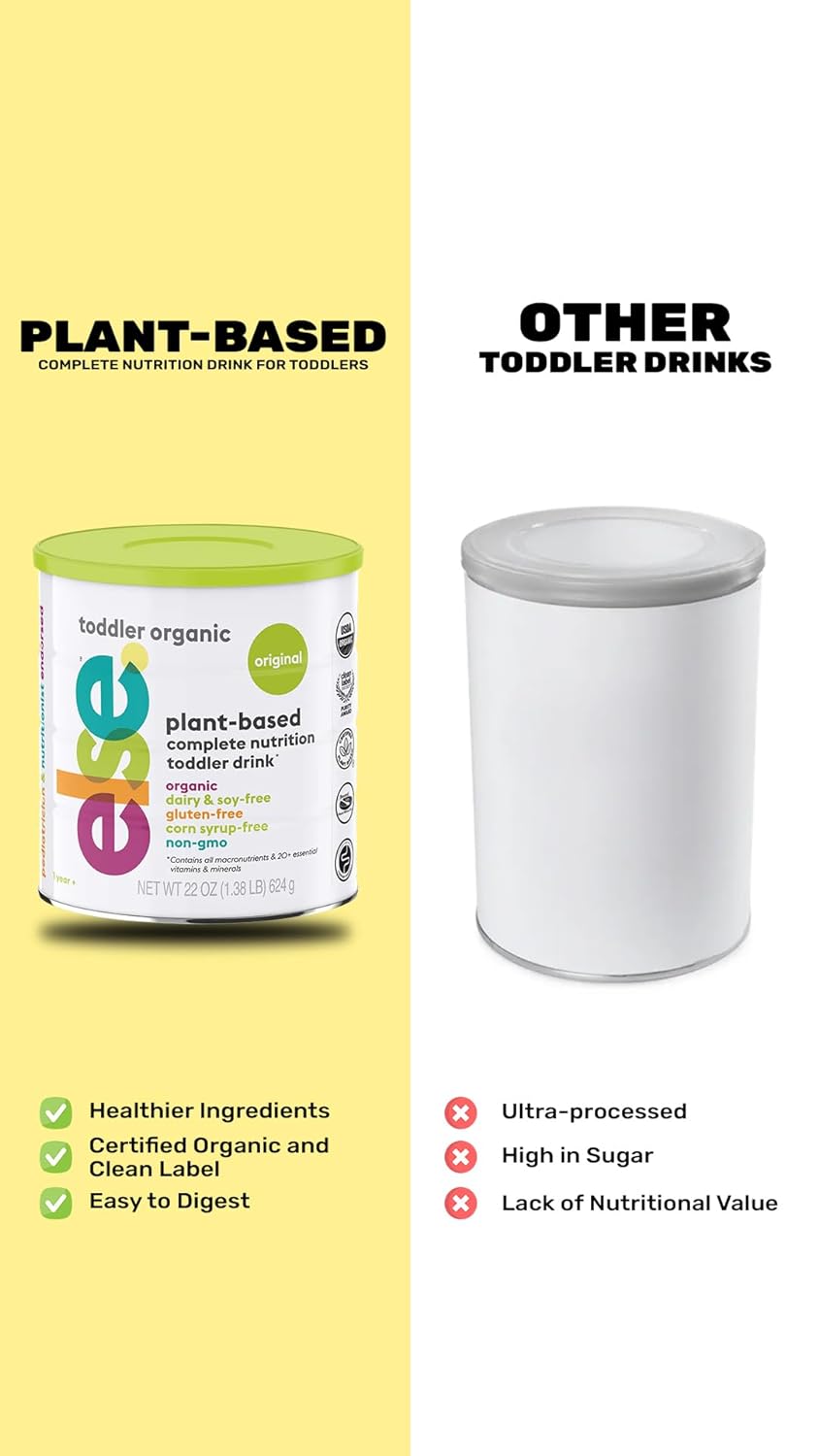 (4-Pack) Else Plant-Based Complete Nutrition Formula for Toddlers 12 mo.+, 22 Oz., Dairy-Free, Soy-Free, Corn-Syrup Free, Gluten-Free, Non-GMO, All Natural, Vitamins and Minerals for, Vegan, Organic : Baby