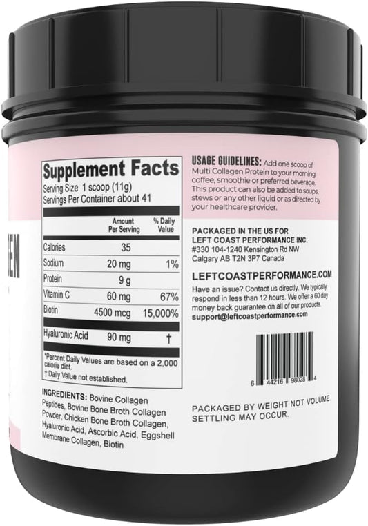 Collagen Capsules With Biotin, Hyaluronic Acid, Vitamin C, Hydrolyzed Multi Collagen Peptide Capsules Types I, Ii, Iii, V, X For Skin, Hair, Nails And Joint Health Supplement* 120 Count
