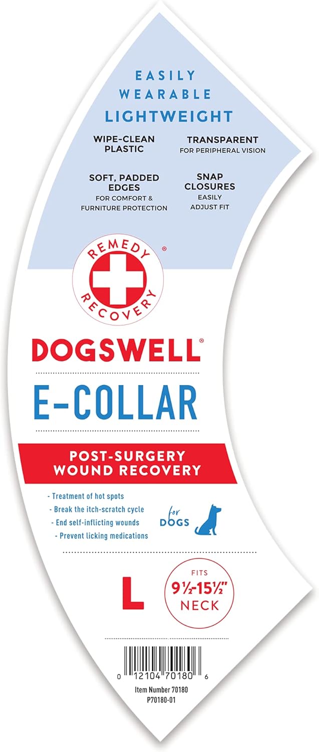 DOGSWELL Remedy + Recovery E-Collar, Large, Colors Vary, Assorted (Packaging May Vary) : Pet Recovery Collars : Pet Supplies