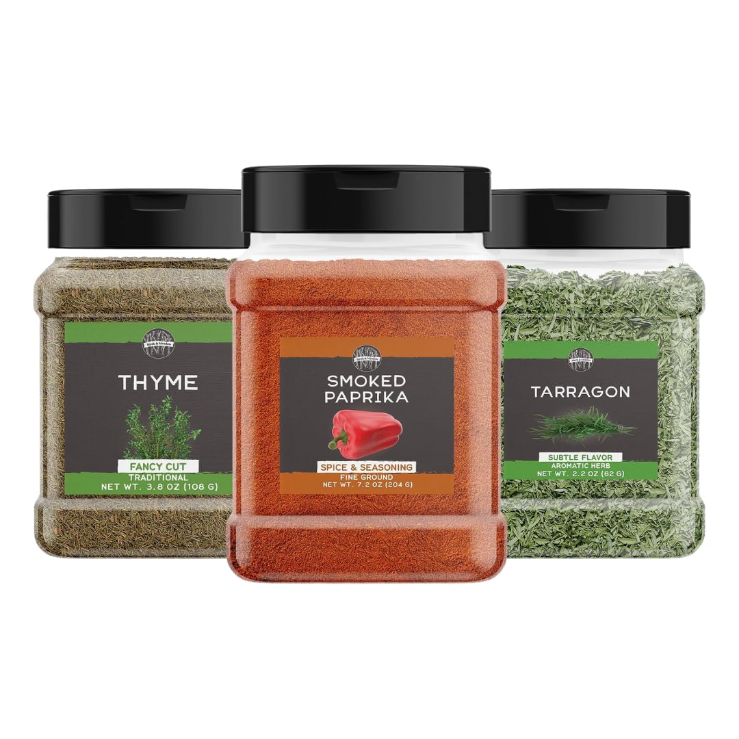 Birch & Meadow Paprika, Tarragon, & Thyme Bundle, Various Sizes, Kitchen Staples, Savory Flavors