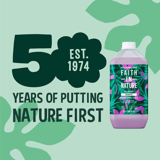Faith In Nature Natural Lavender & Geranium Shampoo, Balancing For Normal Hair & Scalp, Vegan & Cruelty Free, No Sls, Silcones Or Parabens, 5L Refill Pack