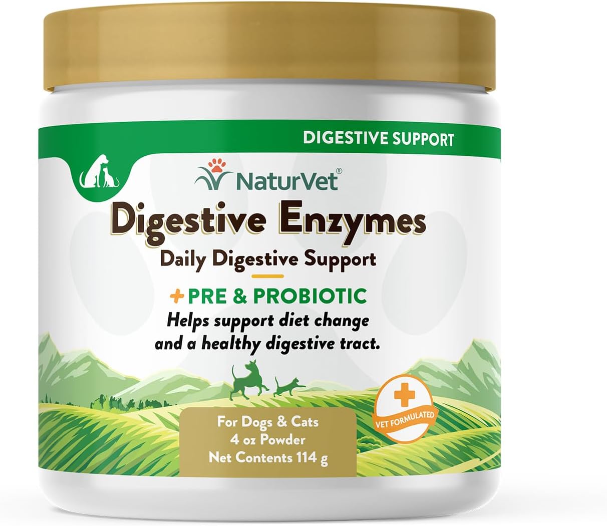 NaturVet – Digestive Enzymes for Dogs - Plus Probiotics & Prebiotics | Helps Support Diet Change & A Healthy Digestive Tract | for Dogs & Cats | 4 oz Powder