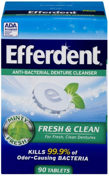 Efferdent Plus Mint Anti-Bacterial Denture Cleanser | 90 Tablets