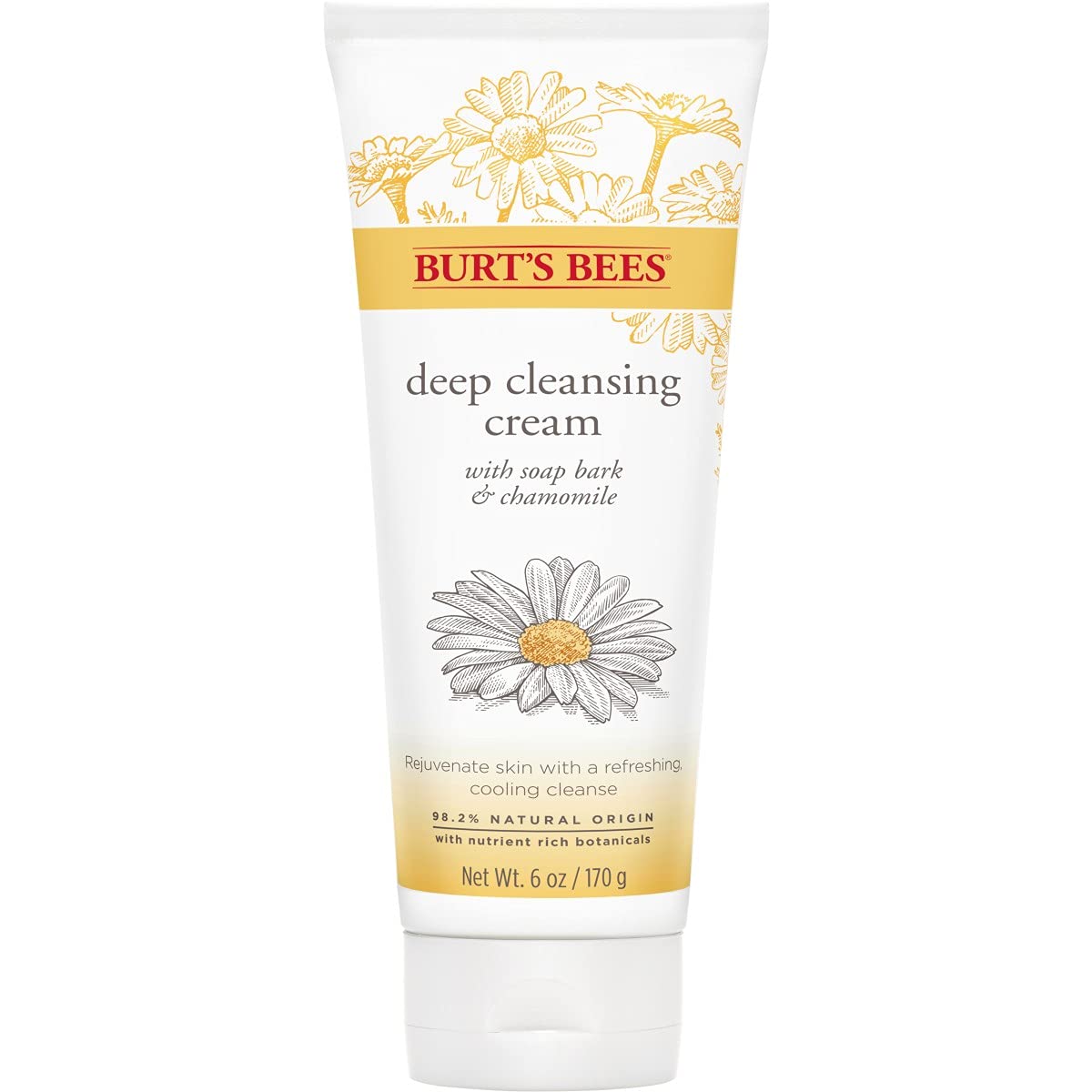 Burt's Bees Face Wash, Deep Facial Cleansing Cream, College Back to School Dorm Essentials, All Natural Cleanser with Chamomile, 6 Ounce (Pack of 3) (Packaging May Vary) : Beauty & Personal Care