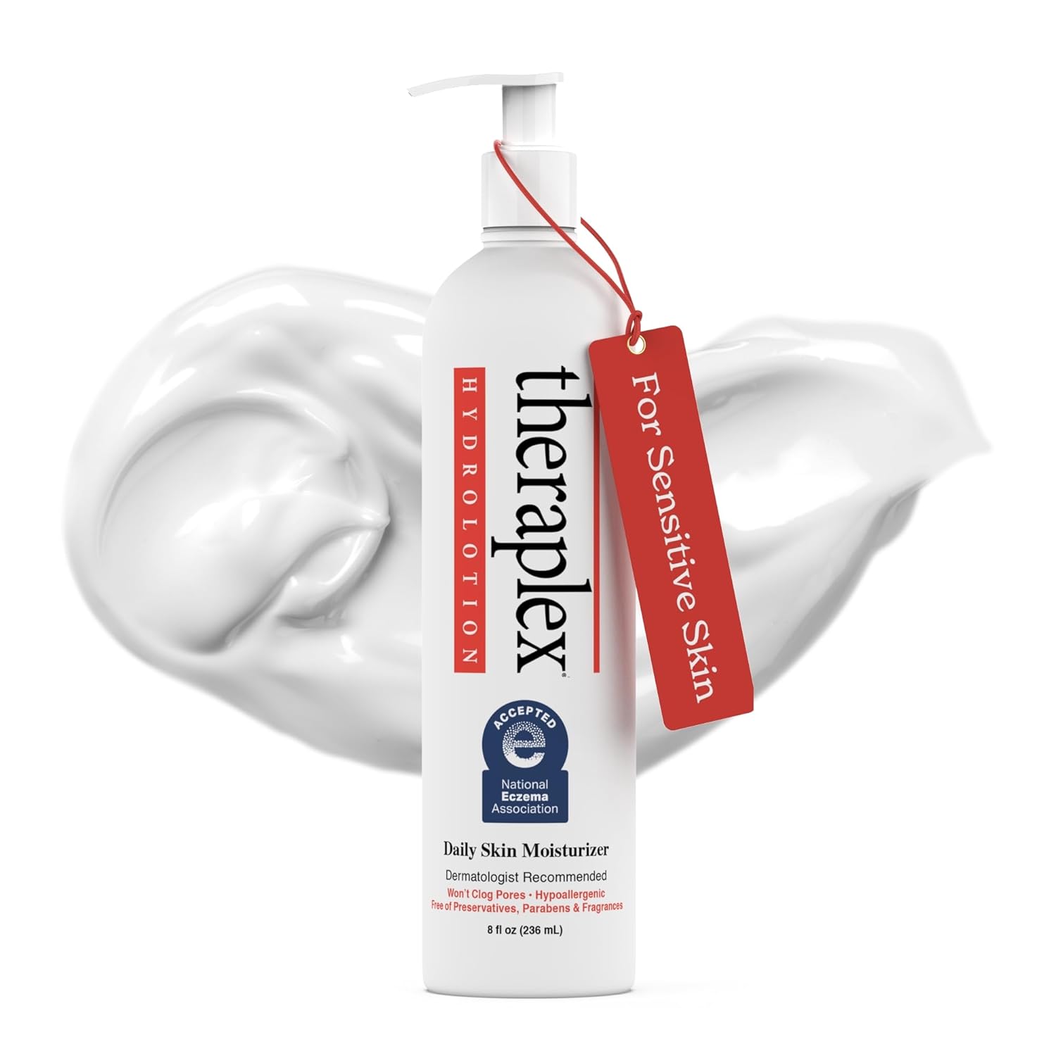 Theraplex Hydro Lotion (8 Oz) - No Parabens Or Preservatives, Noncomedogenic, And Hypoallergenic, Fragrance-Free, Dermatologist Recommended - National Eczema Association Seal Of Approval