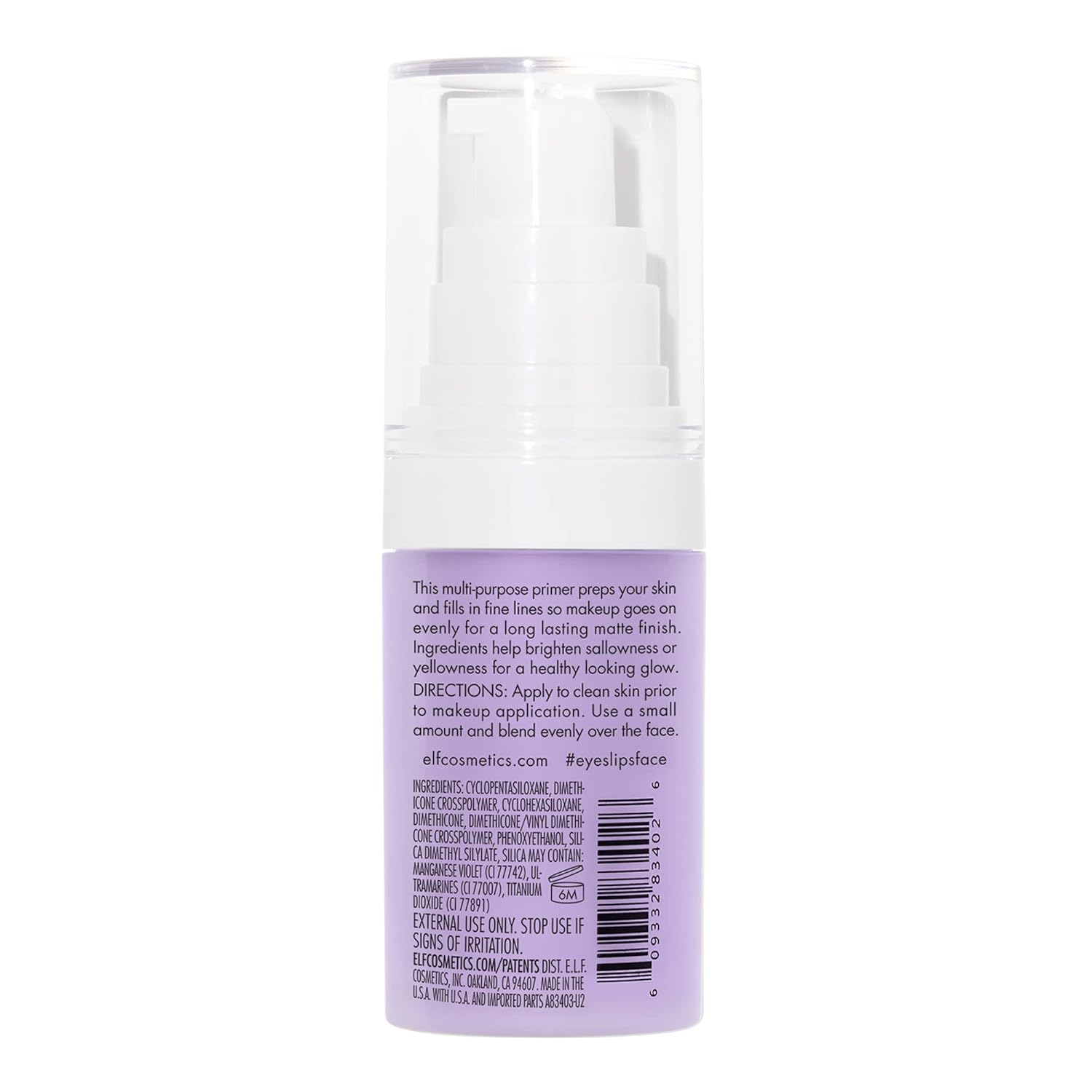 e.l.f. Brightening Lavender Face Primer, Face Makeup Primer For Neutralizing Uneven Skin Tones & Brightening Complexion, Vegan & Cruelty-free : Beauty & Personal Care