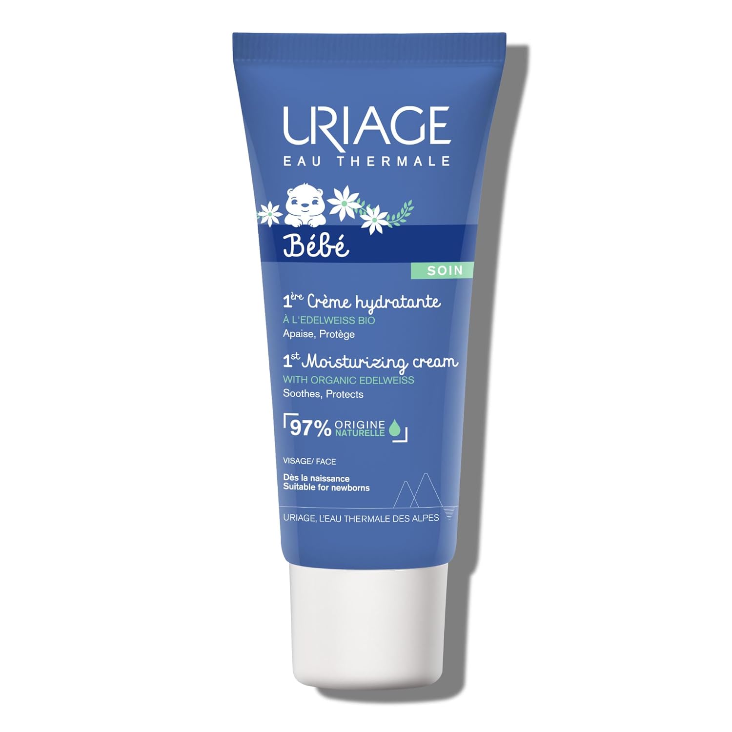 Uriage Baby Face Moisturizing Cream With Organic Edelweiss & Shea Butter | Hydrates & Prevents Dryness, Fast-Absorbing & Non-Sticky, 97% Ingredients Of Natural Origin, 40 Ml