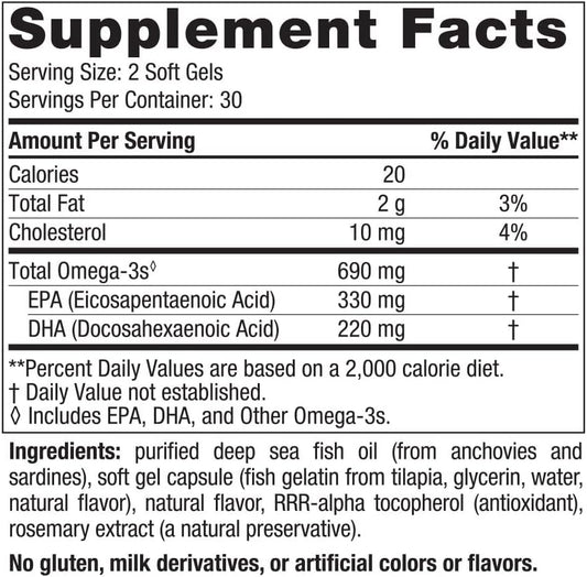 Nordic Naturals Omega-3 in Fish Gelatin, Lemon Flavor - 60 Fish Gels - 690 mg Omega-3 - Fish Oil - EPA & DHA - Immune Support, Brain & Heart Health, Optimal Wellness - Non-GMO - 30 Servings