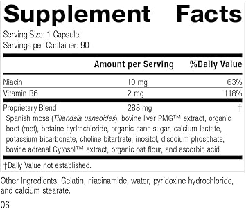 Standard Process Betacol - Liver Support Whole Food Supplement With Niacin, Vitamin B6, Spanish Moss, Inositol, Oat Flour, Ascorbic Acid, And More - 90 Capsules