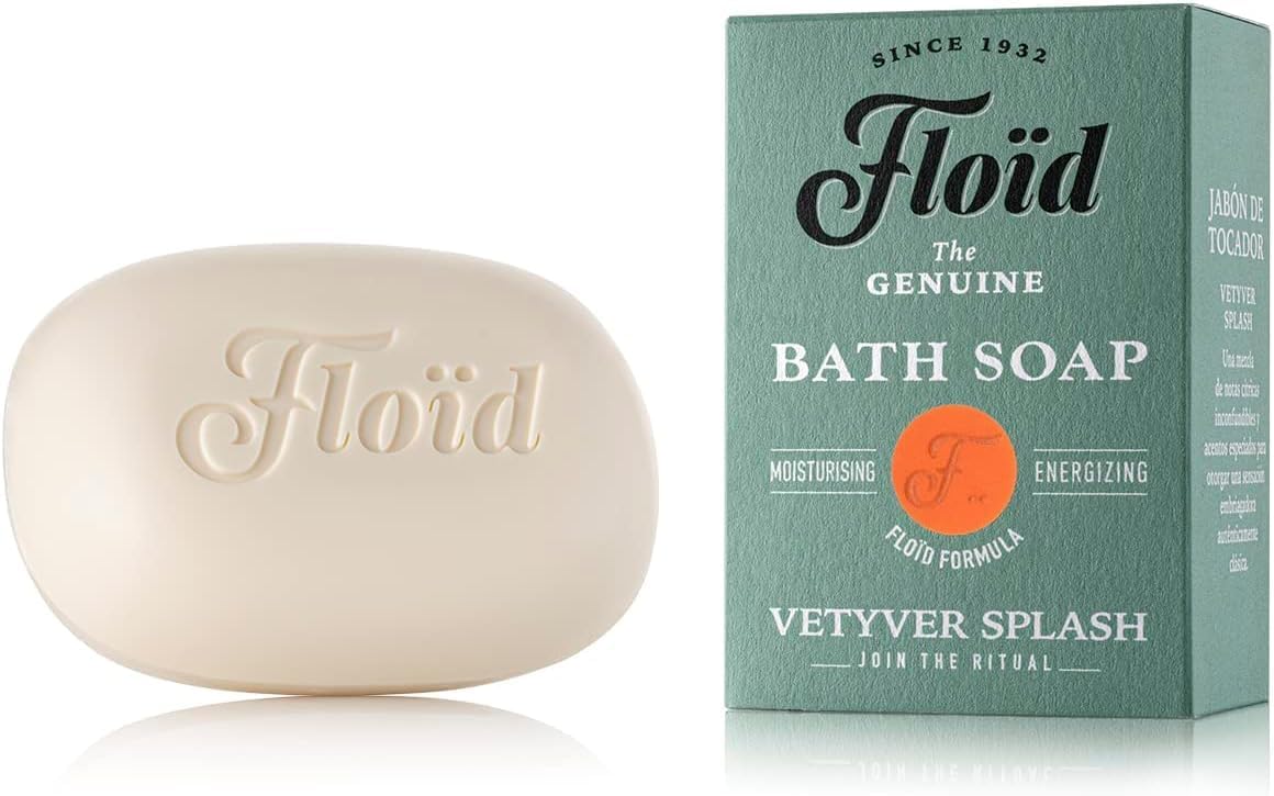 Floid Vetyver Splash Bath Soap, 100% Vegetable Bath Soap Bar Enriched With Nourishing Lecithin, Shea Butter, And Sesame Oil To Protect Skin, Leaving It Soft And Supple