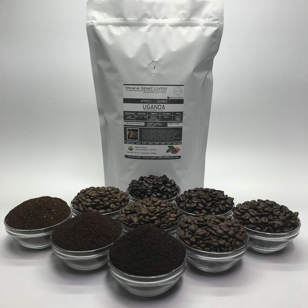  Uganda Aa (Fresh Roasted Coffee) grown in northern Africa roasted-to-order daily at medium roast whole bean we can grind or provide lighter or darker roast upon request message at checkout