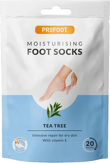 Profoot Moisturising Foot Socks - Deep Treatment For Feet - Ideal For Dry Skin - Soothes, Softens & Deeply Hydrates Cracked Heels & Skin - Intensive Repair For Dry Skin - Vitamin E & Tea Tree - 2 Pack