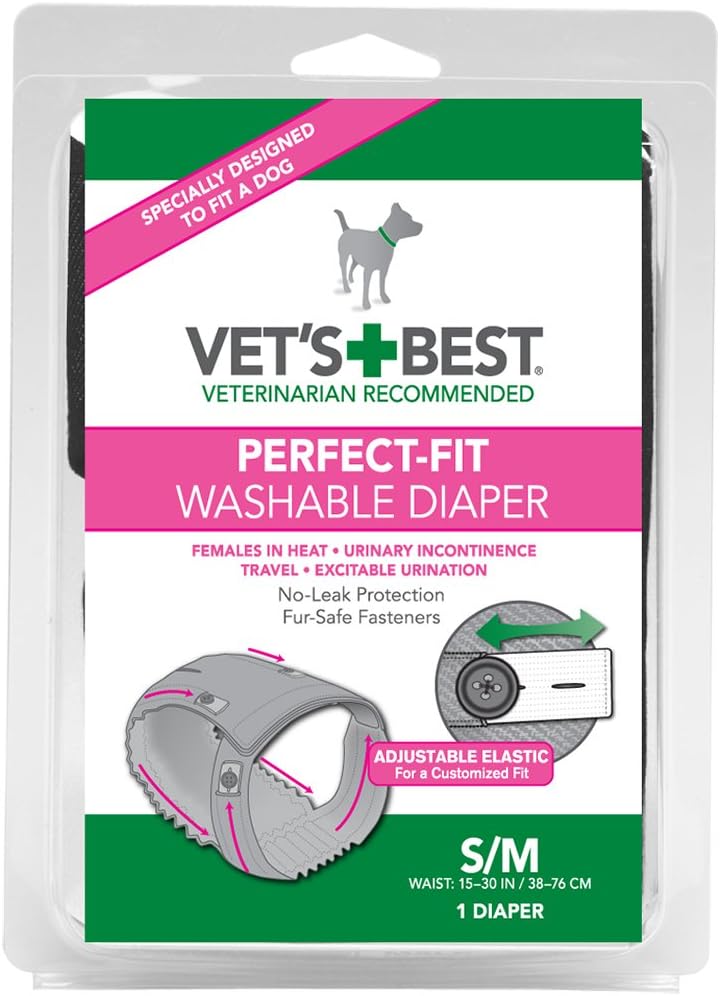 Vet's Best Perfect Fit Washable Female Dog Diaper, No-Leak Protection, S/M, 1 Count3165810417
