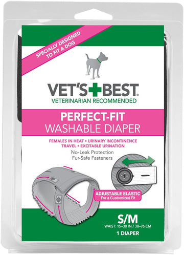 Vet's Best Perfect Fit Washable Female Dog Diaper, No-Leak Protection, S/M, 1 Count3165810417