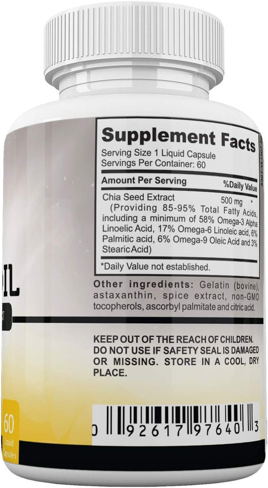 Amate Life Chia Seed Oil Capsules from Salvia Hispanica ? Immune Suppo