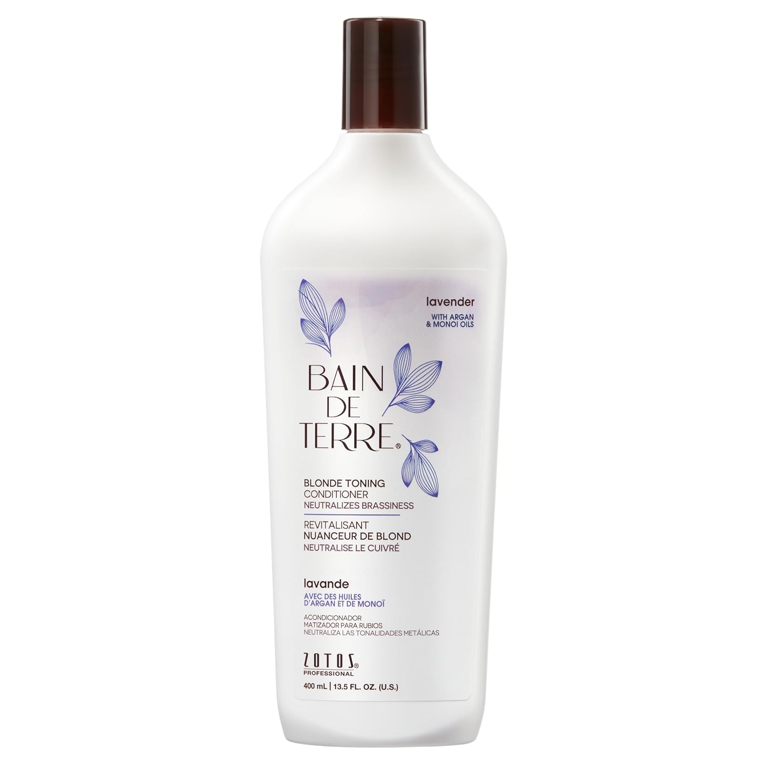 Bain De Terre Color Enhancing Conditioner | Lavender | Neutralizes Brassy Tones For Color-Treated Hair | Argan & Monoi Oils | Paraben Free | Color-Safe