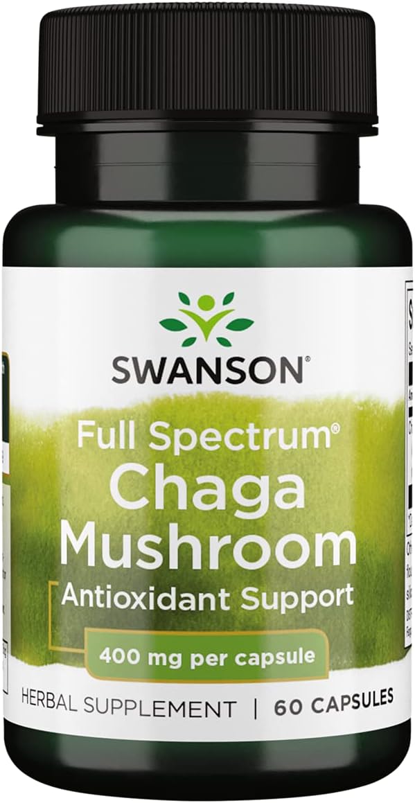 Swanson Full Spectrum Chaga Mushroom Antioxidant Immune Support 400 Milligrams 60 Capsules