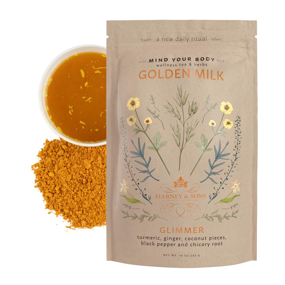 Harney & Sons Golden Milk Powder| Wellness Blend With Turmeric, Ginger, Coconut & Spices, 10 Oz Bag