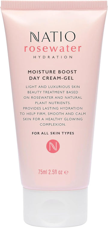 Natio Australia Rosewater Hydration Moisture Boost Day Cream-Gel, 75 Ml - Face Cream With Shea Butter - Face Moisturiser For All Skin Types