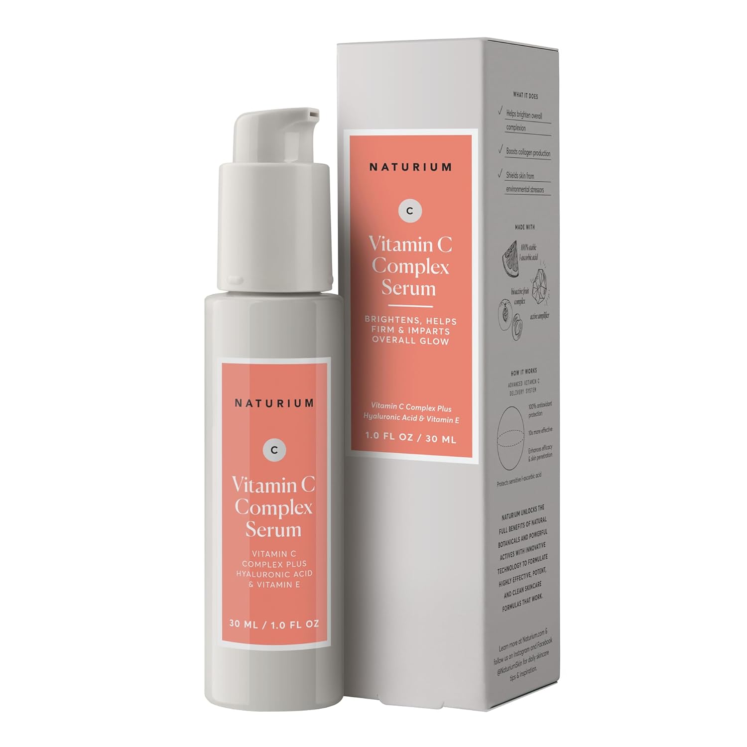 Naturium Vitamin C Complex Face Serum Jumbo, Anti-Aging Facial Treatment With Hyaluronic Acid & Vitamin E, 2 Oz