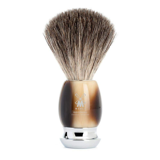 Mühle Rytmo Pure Badger Shaving Brush | High-Grade Steamed Resin Handle With Chrome Accents | Luxury Shave Accessory For Men
