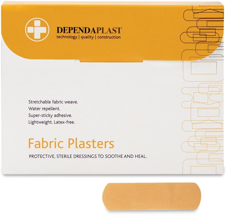 Dependaplast Advanced fabric plasters 6cm x 2cm - Hi Tech Lightweight, Water-Repellent, Flexible, Super-Sticky Adhesive - Box of 100 : Amazon.co.uk: Health & Personal Care