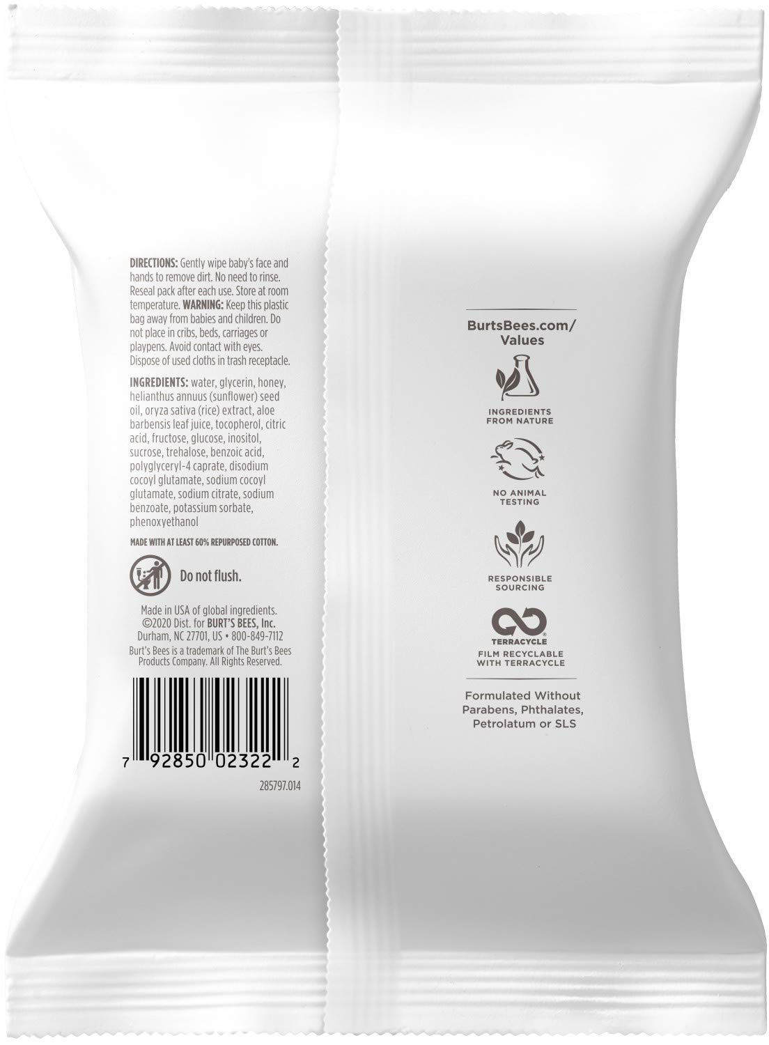 Burt's Bees Baby Face & Hand Cloths, Unscented Cleansing Wipes - 30 Wipes : Baby
