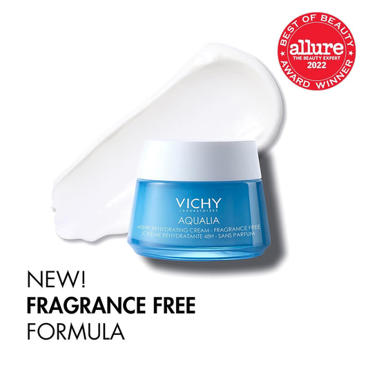 Vichy Aqualia Thermal 48Hr Rehydrating Fragrance Free Face Cream, Hyaluronic Acid Moisturizer For Dry Skin, Moisturizing Face Lotion, Fragrance Free, 1.69 Fl. Oz