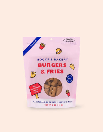 Bocce's Bakery - Limited Edition Wheat-Free Dog Treats, Burgers & Fries Biscuits, 5 oz