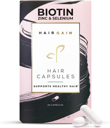 Hair Gain Biotin Supplement For Hair Growth | Promotes Fuller, Thicker Hair Growth With Enhanced Vitamins Complex | Hair, Skin & Nails Support For Women | Vegan Capsules - 3 Months Supply