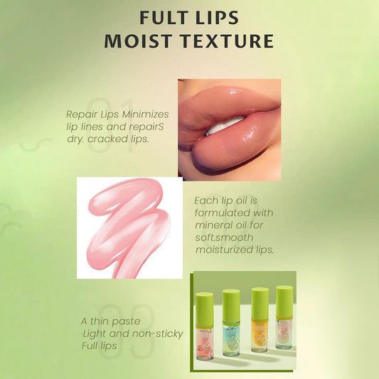Julystar 4Pcs Moisturizing Lip Glaze: Mirror Finish Non-Sticky Lip Gloss & Hydrating Balm Set