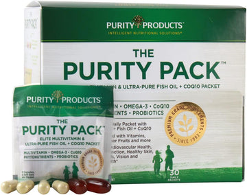 Purity Products Purity Pack (Elite Multi + Fish Oil + COQ10) 1280mg of EPA + DHA + Omega-3's from Ultra Pure Fish Oil - Power Packed with Vitamins, Minerals, Super Fruits & More - 30 to-Go Packets