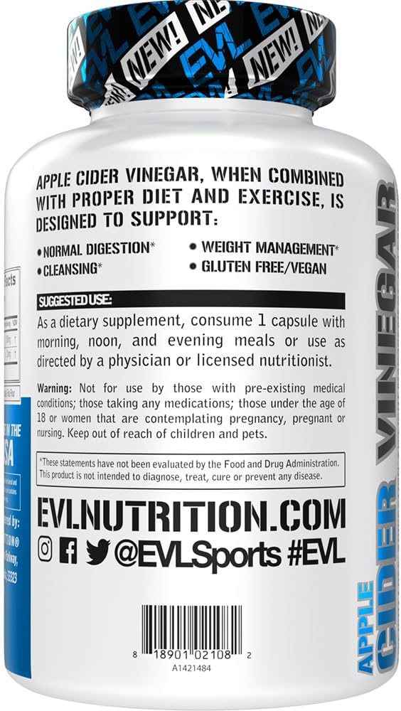 Evlution Cleansemode Apple Cider Vinegar Capsules Nutrition Vegan ACV Pills for Detox and Cleanse with Cayenne Pepper for Digestive Weight Management and Metabolism Support - 60 Servings : Health & Household