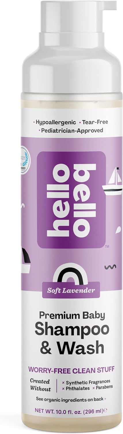 Hello Bello Shampoo & Body Wash - Gentle Hypoallergenic Tear-Free Formula For Babies And Kids - Vegan And Cruelty-Free - Soft Lavender Scented - 10 Fl Oz