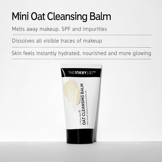 The Inkey List Mini Oat Cleansing Balm, Rich Balm Removes Makeup And Impurities, Reduces Redness, Travel Size, 1.69 Fl Oz Each
