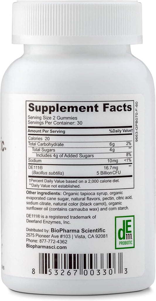 Biopharma Scientific Nanoprobiotic Gummies | 30 Servings | Probiotic Bacillus Subtilis | 5 Billion Cfu