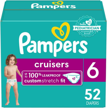 Pampers Cruisers Diapers - Size 6, 52 Count, Disposable Active Baby Diapers With Custom Stretch