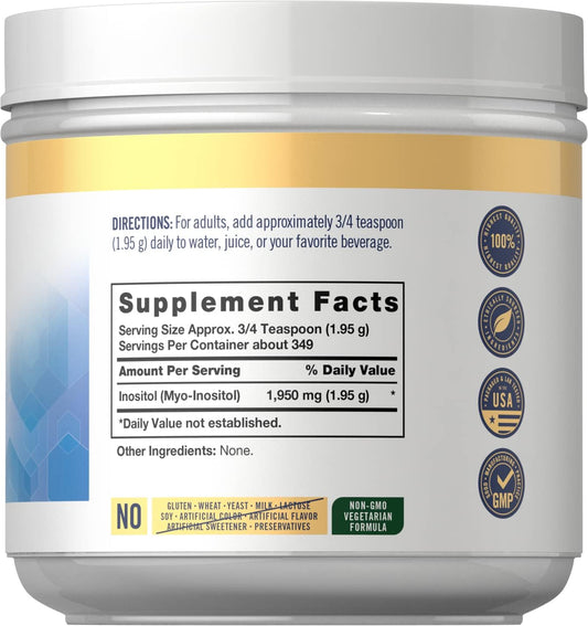 Carlyle Myo-Inositol Powder Supplement | 1.5 Lbs | Naturally Occuring Compound | Vegetarian, Non-Gmo, Gluten Free