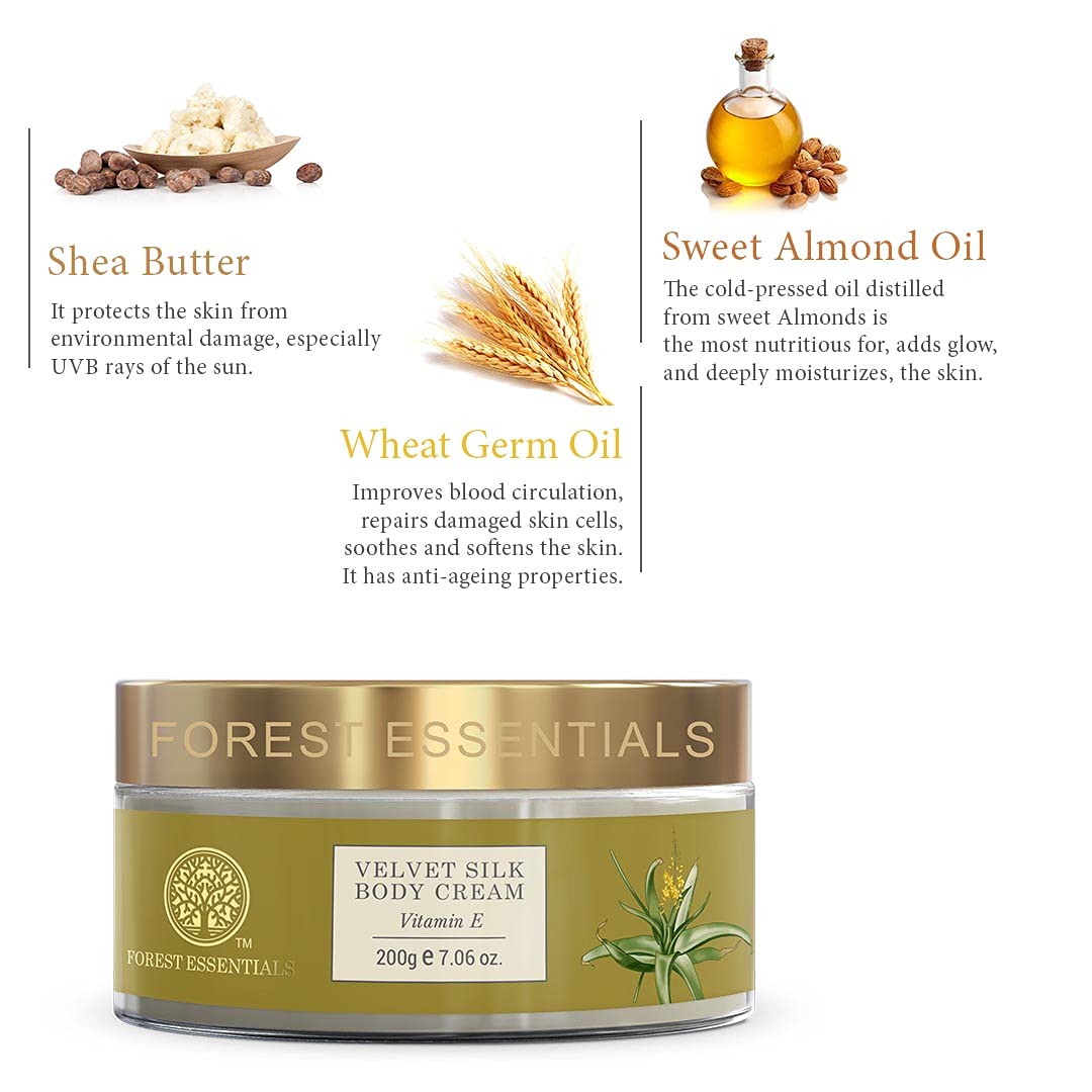 Forest Essentials Velvet Silk Body Cream Vitamin E - 200G : Personal Care Products : Beauty & Personal Care