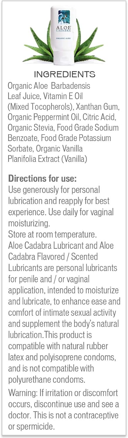 Aloe Cadabra Flavored Personal Lubricant, Best Natural Lube Gel for Her, Him & Couples, Peppermint, 2.5 oz (Pack of 3)