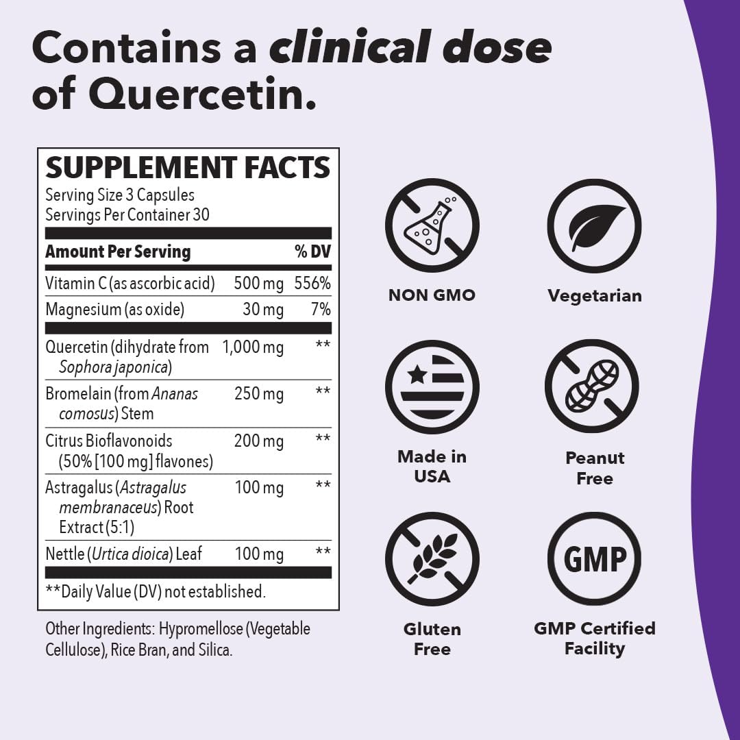 Breathe-X - Allergy & Sinus Relief Supplement - Supports Sinuses & Nasal Discomfort - Non-Drowsy & Fast-Acting - Quercetin, Bromelain, Citrus Bioflavonoids, Nettle Leaf & Vitamin C - 90 Capsules : Health & Household