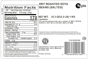 Yupik Beans, Salted Dry Roasted Soya, 2.2 Pound