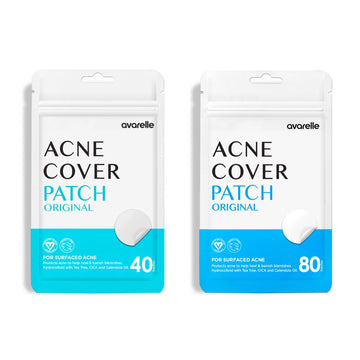 Avarelle Pimple Patches Hydrocolloid Acne Patches, Acne Spot Treatment For Blemishes And Zit With Tea Tree Oil, Calendula Oil And Cica Oil For Face, Vegan, Cruelty Free Certied (40 Ct + 80 Ct)
