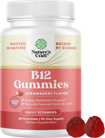 Sugar Free Vitamin B12 1000 mcg Gummies - Vegan B12 Gummies for Adults Energy Focus Immunity and Nerve Support - Vitamin B12 Gummies for Adults - Kosher Non GMO Gluten Free & Vegan (30 Servings)