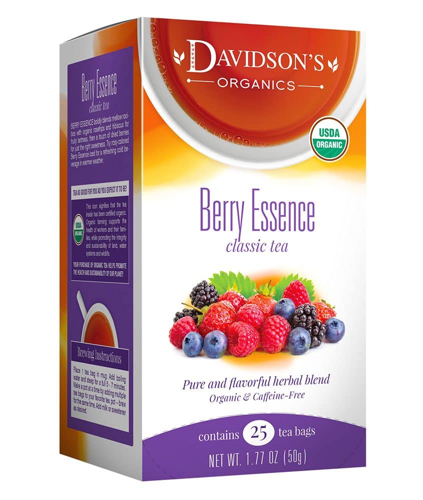 Davidson'S Organics, Berry Essence, 25-Count Tea Bags, Pack Of 6