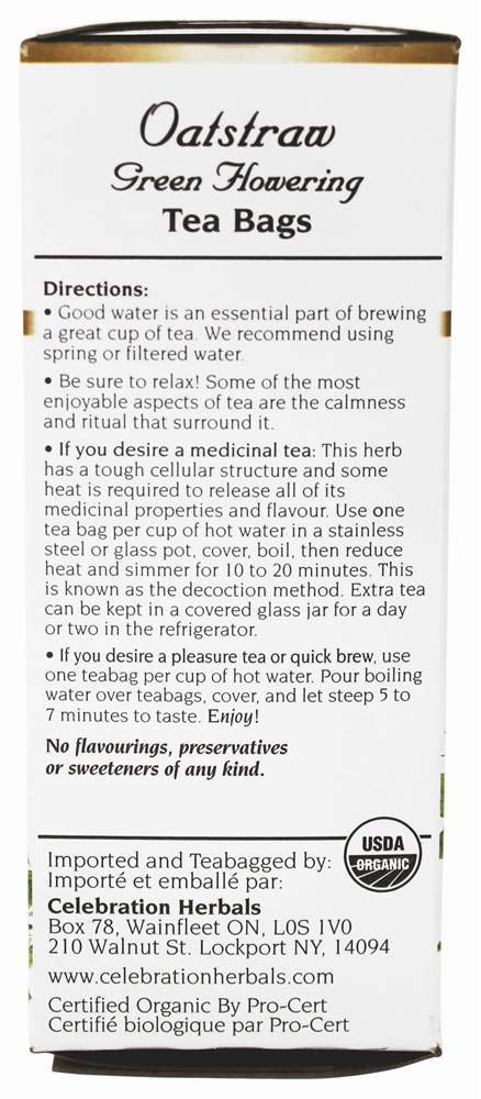 Celebration Herbals Oatstraw Green Flowering Herbal Tea - 24 Tea Bags : Grocery & Gourmet Food
