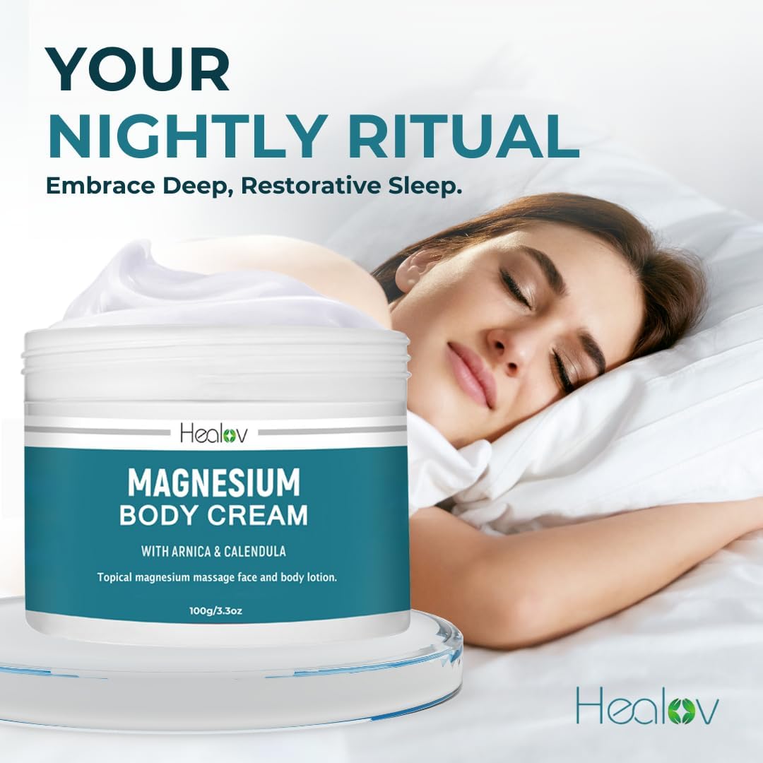 Magnesium Lotion – Pure Soothing Magnesium Cream For Relaxation, Better Sleep, Muscle Health, Leg & Joint Care – Topical Magnesium Lavender Butter For Sleep Aid – Non-Greasy, Safe, Easy To Use : Beauty & Personal Care