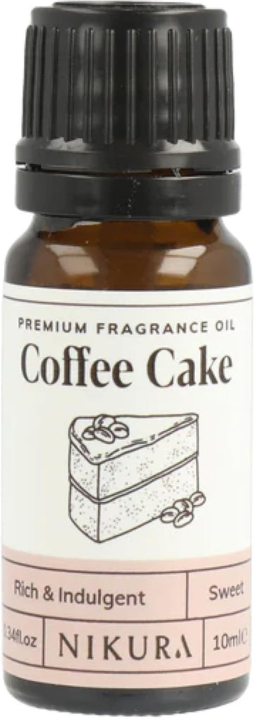 Nikura | Coffee Cake Fragrance Oil - 10Ml | Perfect For Soap Making, Candle Making, Wax Melts, Diffuser | Great For Use In Bath Bombs, Perfume Oil, Perfume Scents, Potpourri | Vegan & Uk Made